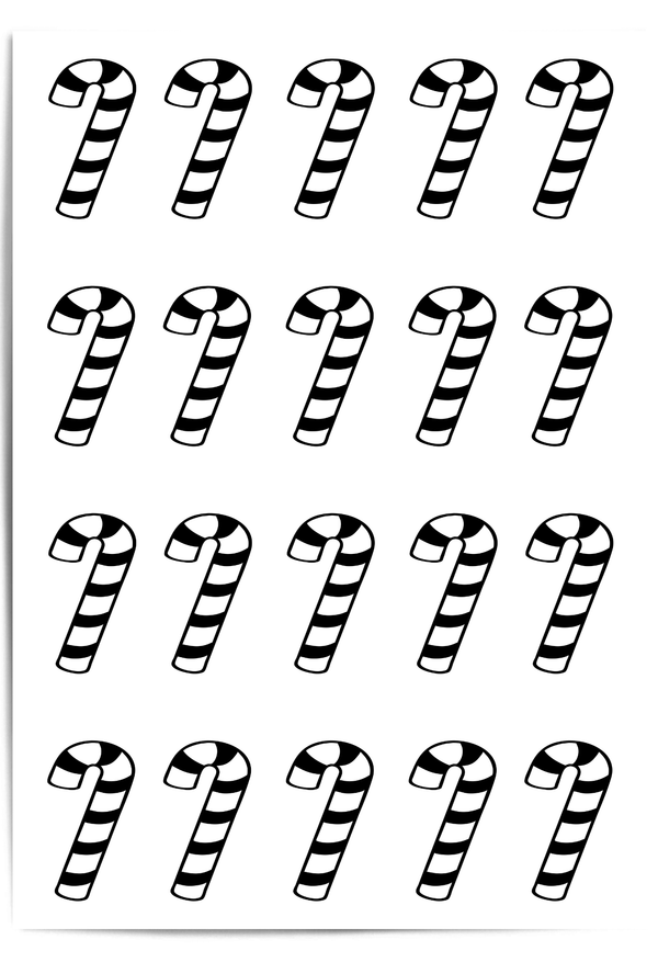 Candy cane pattern Christmas wall art print black and white