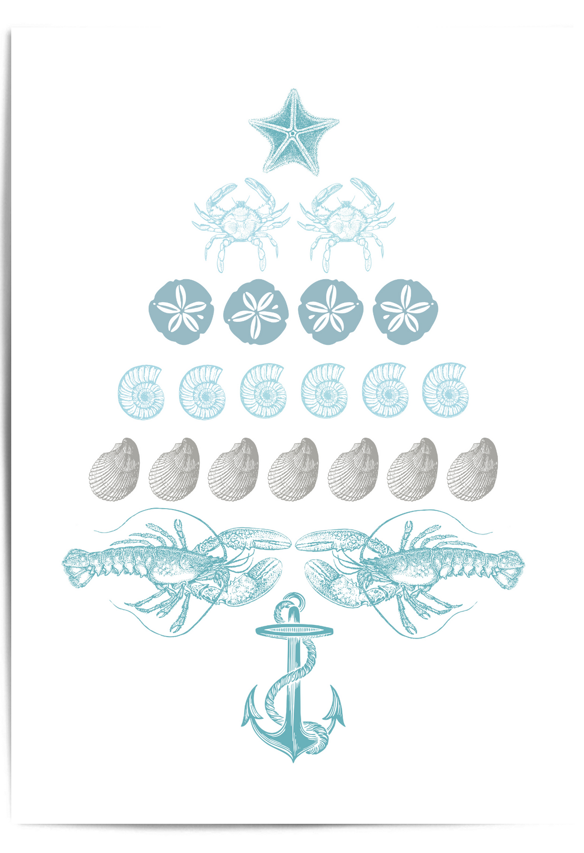 coastal christmas tree print