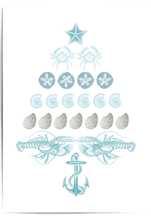 coastal christmas tree print