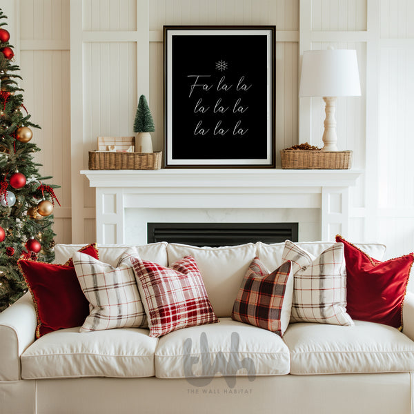 Fa La La Christmas Wall Art Print – Minimalist Black and White Holiday Decor
