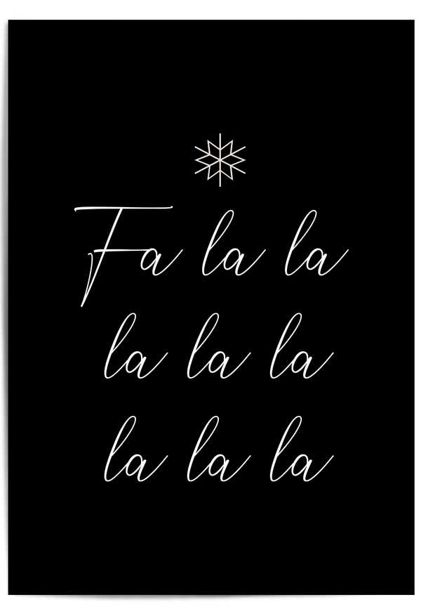 Fa La La Christmas Wall Art Print – Minimalist Black and White Holiday Decor