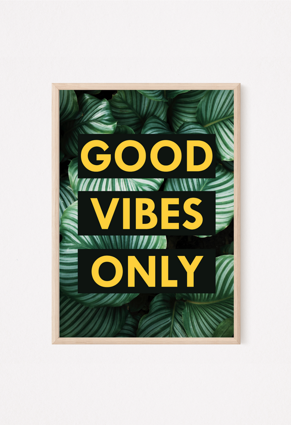 good vibes only yellow wall art
