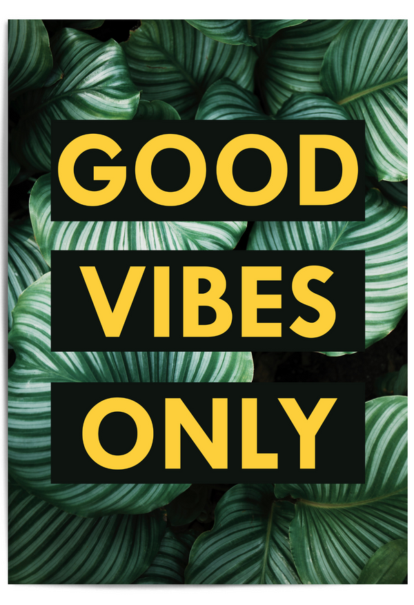 yellow tropical good vibes print