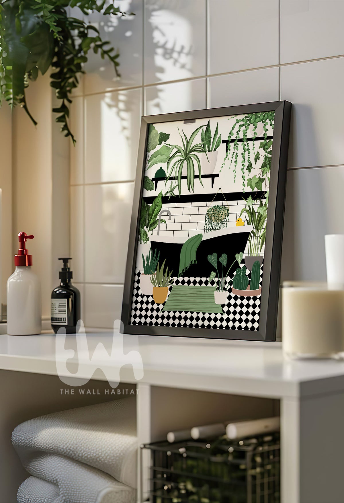 Green Bathroom Wall Print | Tropical Bathroom Decor