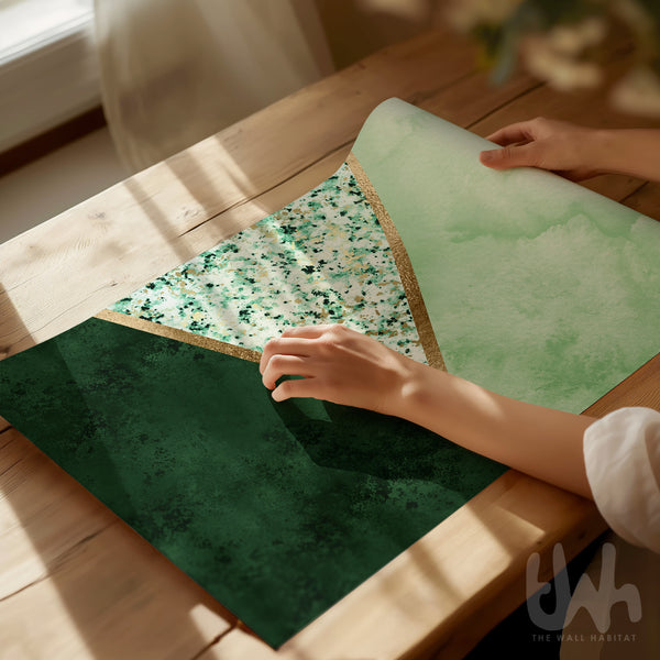 green gold contemporary living room wall art