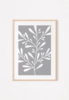 grey wall print poster leaf design