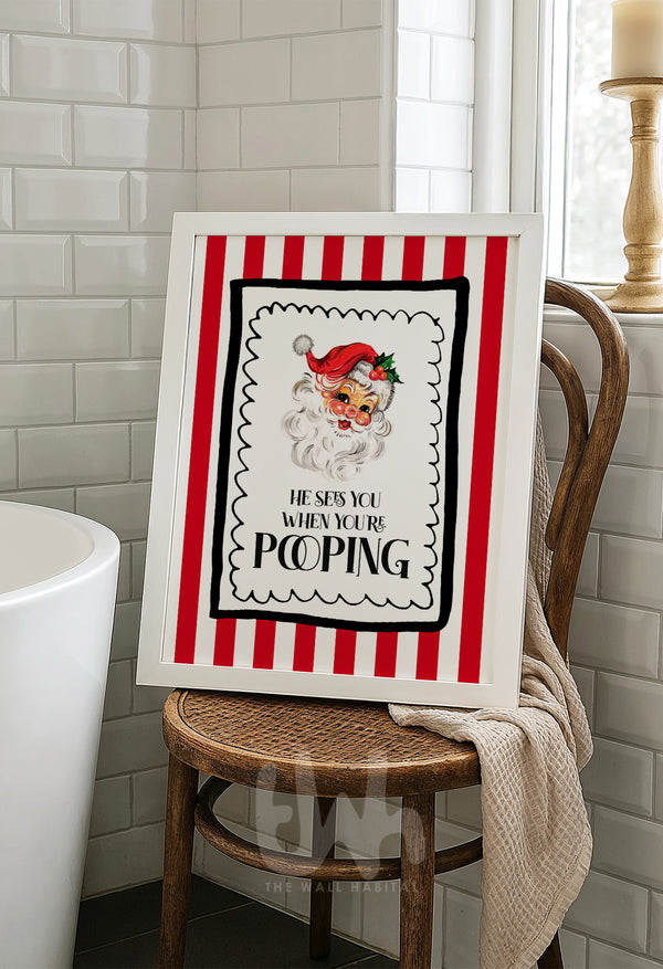 retro santa christmas print