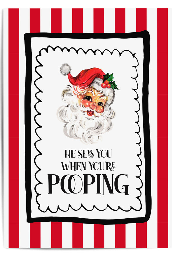 funny santa bathroom art