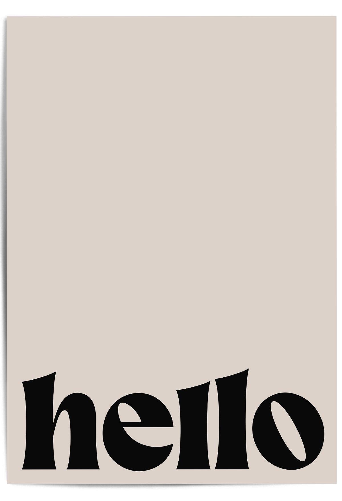 Beige print with 'hello' printed in black text