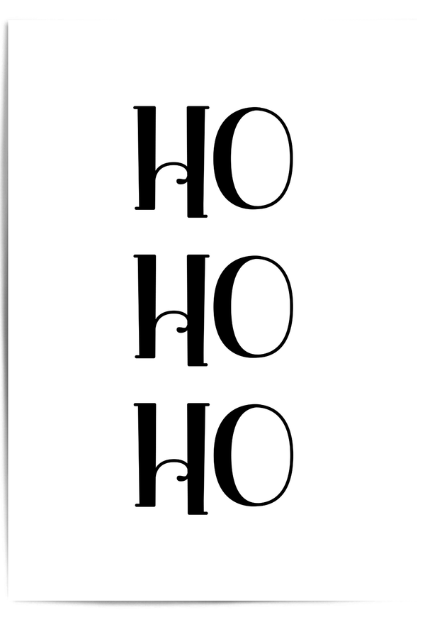 Ho Ho Ho Christmas wall art print black and white