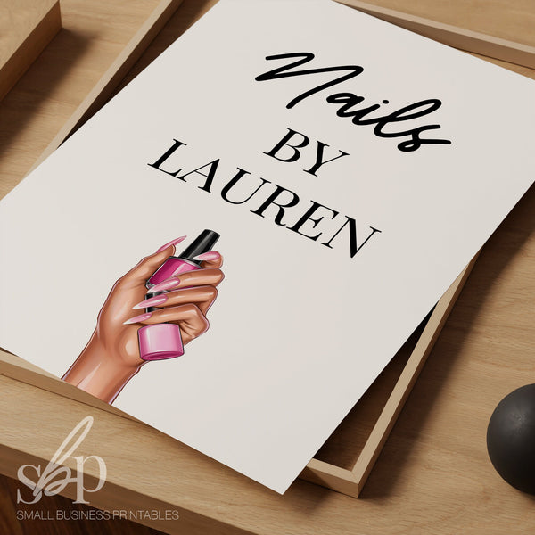 Nail Tech Logo Sign, Manicure Print, Nail Salon Decor, Nail Salon Quotes, Nail Room Decor, Nail Tech Name Sign, Nail Bar Studio Decorations