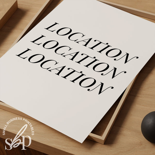 Real Estate Office Decor, Realtor Wall Art, Real Estate Marketing, Location Location, Realtor Branding, Modern Office Decor, Realtor Quotes
