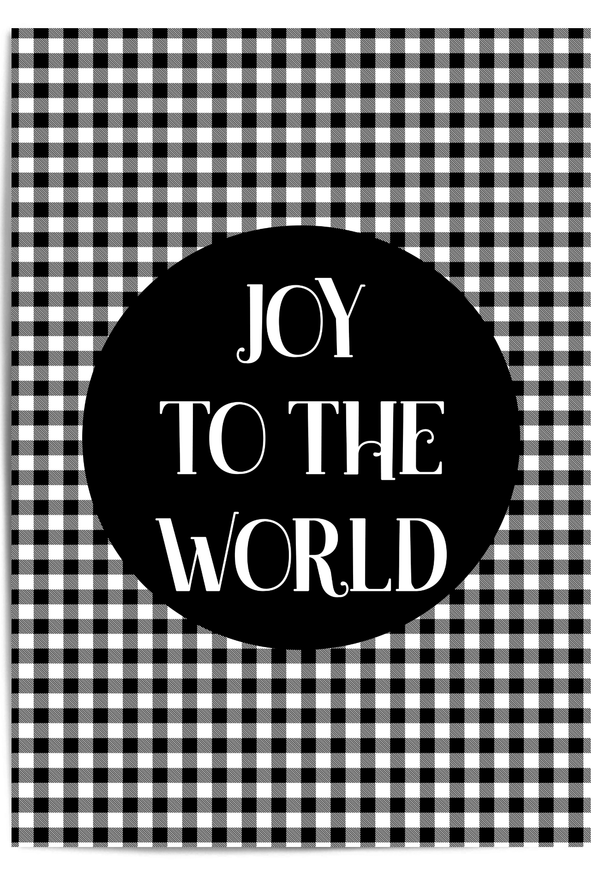 Joy to the World buffalo plaid Christmas wall art print