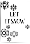 Let It Snow snowflake Christmas wall art print black and white