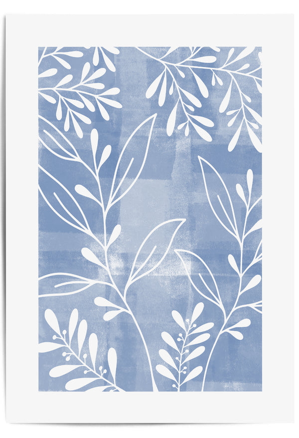 light blue leaf print