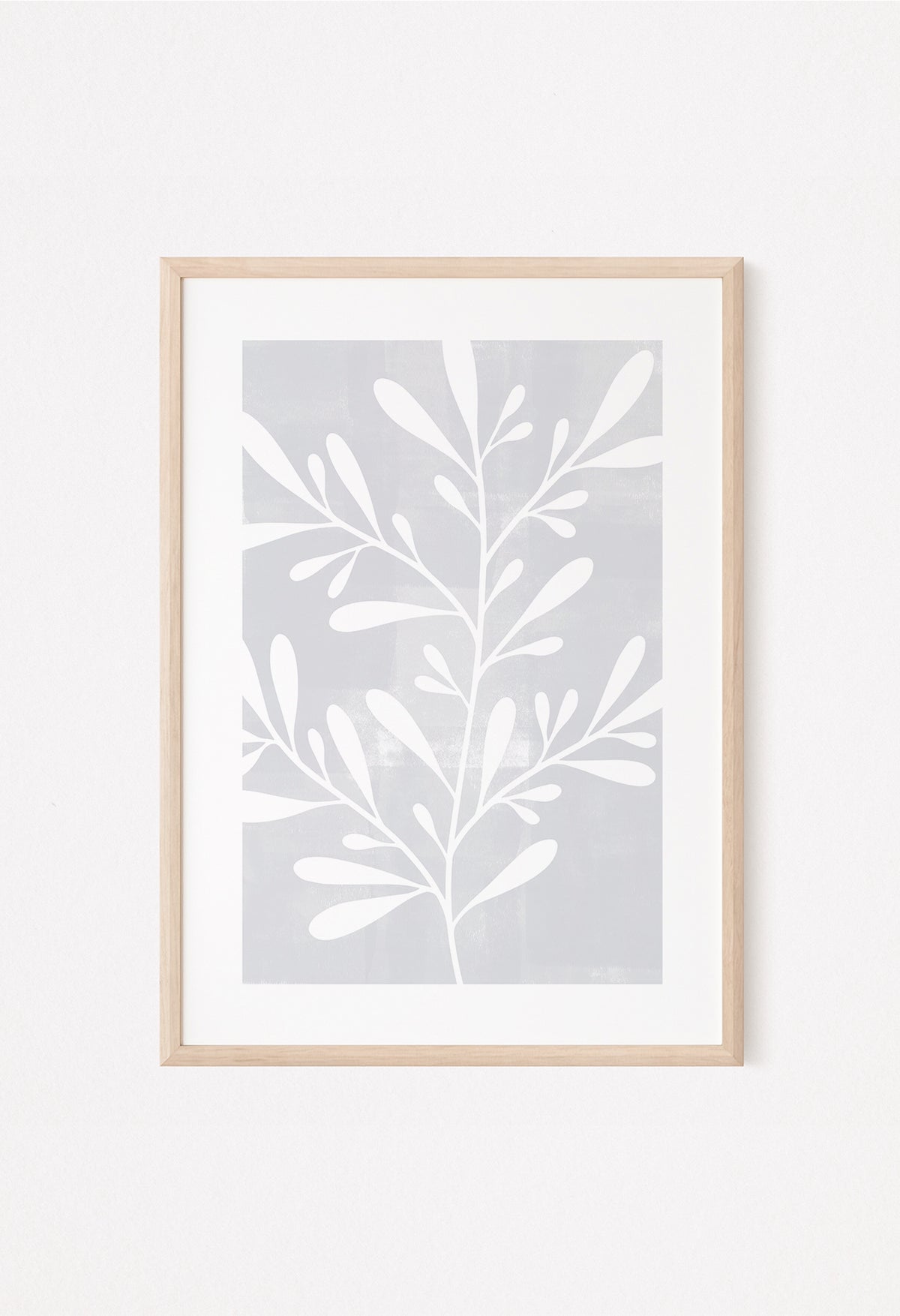light grey brushed leaf print