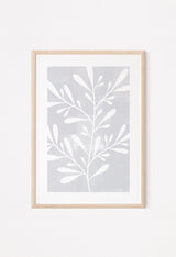 light grey brushed leaf print