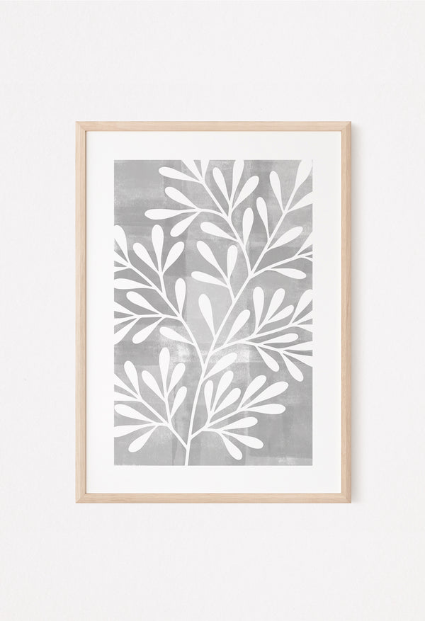 light grey botanical art