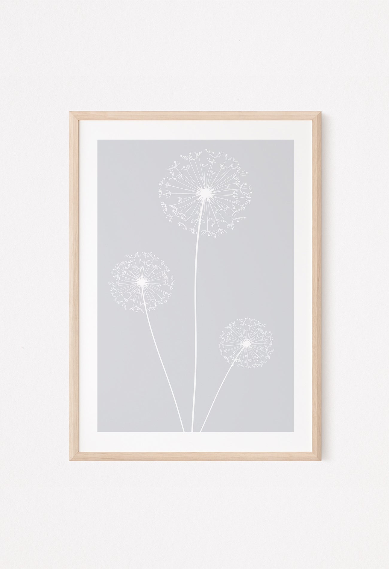 grey dandelion wall print