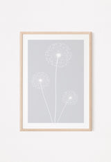 grey dandelion wall print