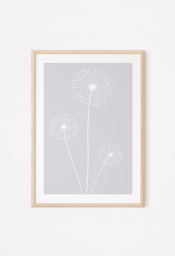 grey dandelion wall print