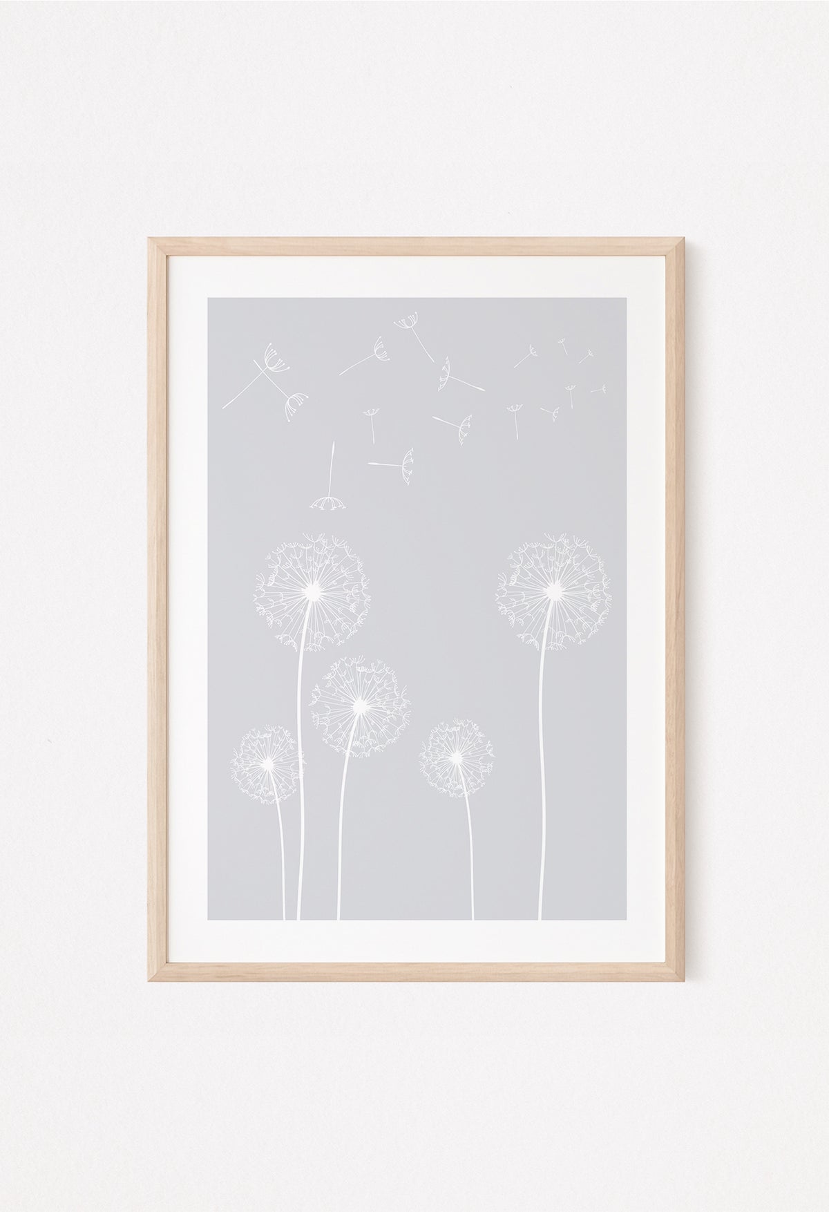 grey dandelion flowers poster decor