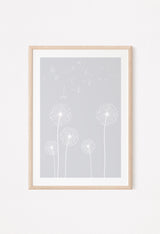grey dandelion flowers poster decor