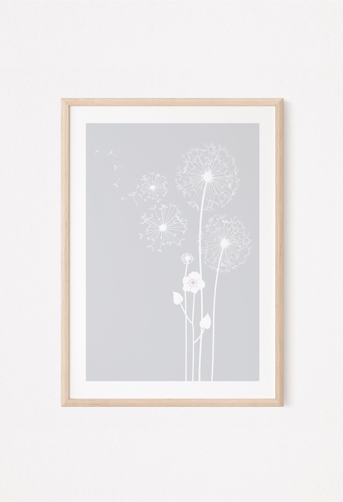 poster 5 light grey dandelion wall art