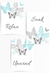 Set of 3 bathroom wall art prints in light teal and grey featuring butterflies and the words "Relax", "Soak", and "Unwind" – perfect spa-inspired decor for a calming, minimalist bathroom or home spa.