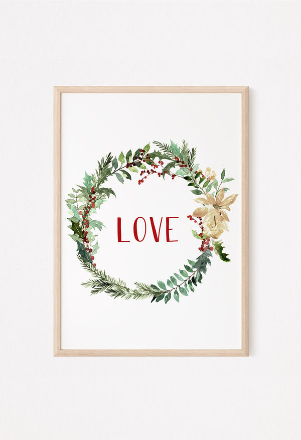 love holly wreath decor