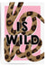Love is wild pink leopard print wall art statement poster in gold frame