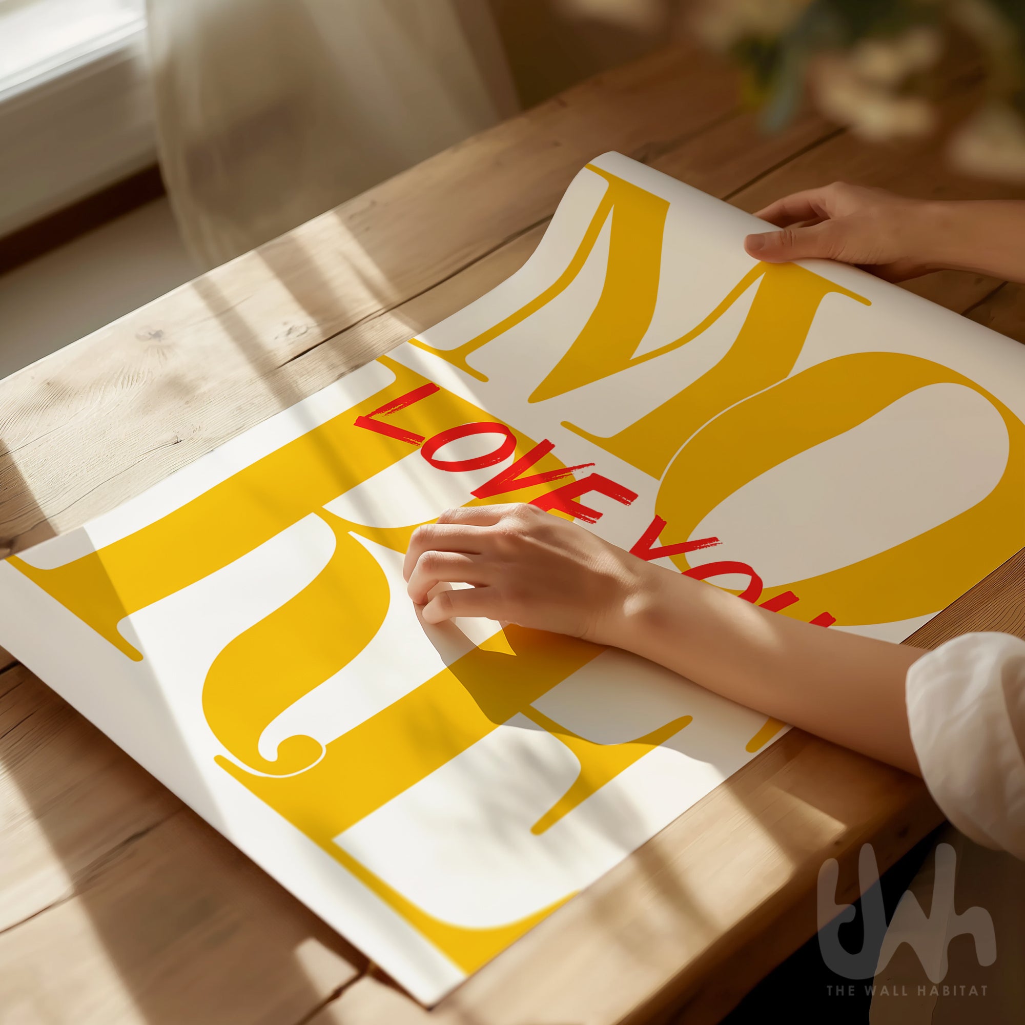 Love You More Yellow & Red Typography Print