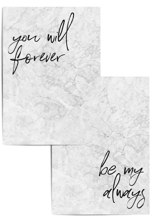 Set of 2 You Will Forever Be My Always Couples Bedroom Quotes Prints