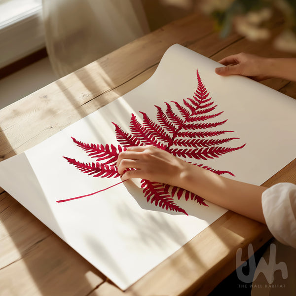maroon fern art