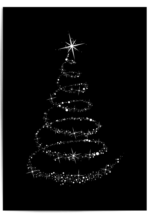 Sparkle Christmas tree wall art black and white