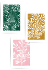 mustard pink and green botanical prints