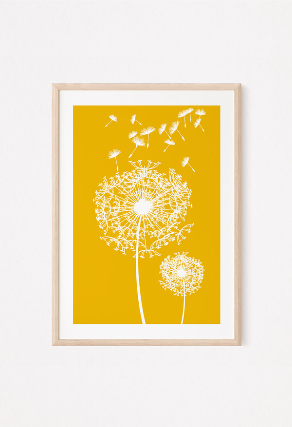 yellow dandelion flower poster