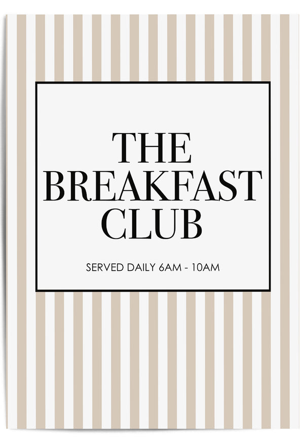 Poster with 'The Breakfast Club' text on a striped background