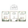 Three framed nursery wall art prints with sloth illustrations and text reading 'FIRST WE HAD EACH OTHER', 'THEN WE HAD YOU', and 'NOW WE HAVE EVERYTHING'