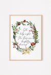 Elegant holiday wall art with poinsettia and pine branches