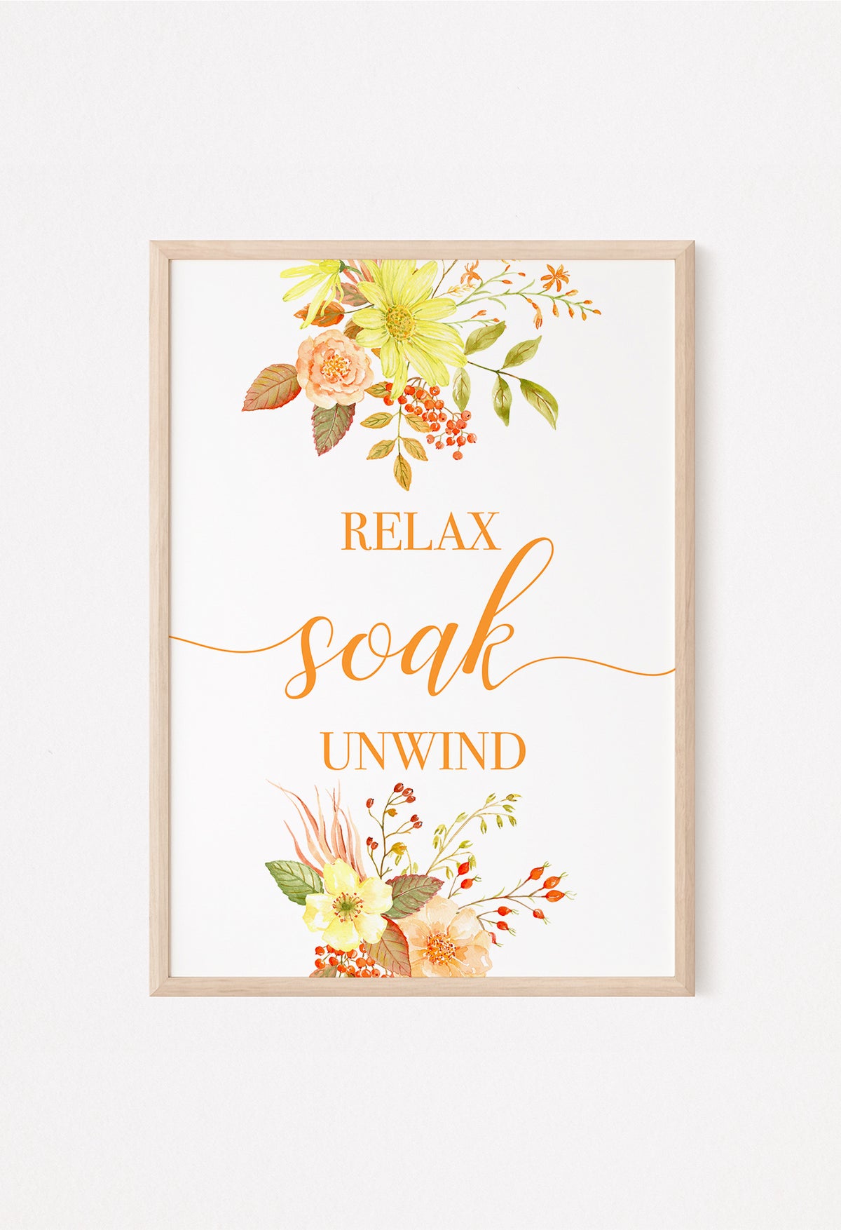 orange and yellow floral prints relax soak unwind