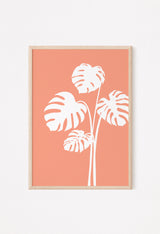 monstera plant print in peach