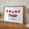 Personalised Family Christmas Hat Print – Custom Family Names Christmas Wall Art, Festive Holiday Decor