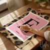 Personalised Pink Leopard Initial Wall Art Print | Glam Animal Print Letter Poster