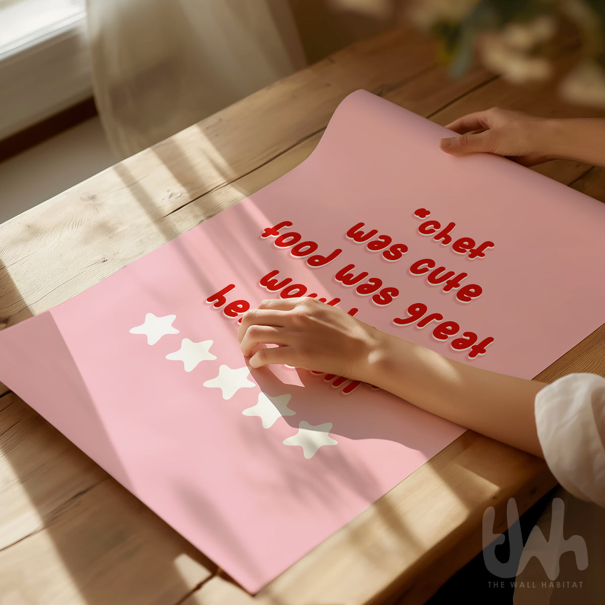 Blush pink kitchen wall decor quote