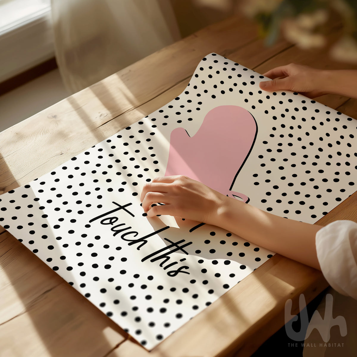 fun kitchen poster pink black polka dot design