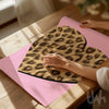 Pink leopard heart wall art print with blush pink background, glam animal print decor