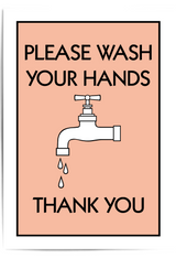wash your hands bathroom print in coral peach