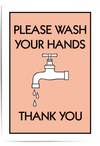 wash your hands bathroom print in coral peach