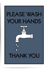steel blue bathroom sign
